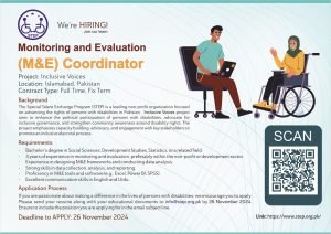 Flyer Monitoring and evaluation Coordinator STEP for more detail please visit https://www.step.org.pk/position-monitoring-and-evaluation-me-coordinator/