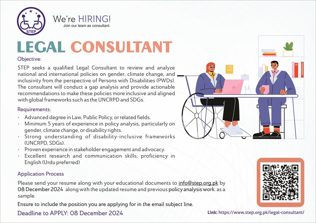 Flyer: Legal Consultant STEP-Hiring 2024 for more detail please visit https://www.step.org.pk/media-firm-agency/