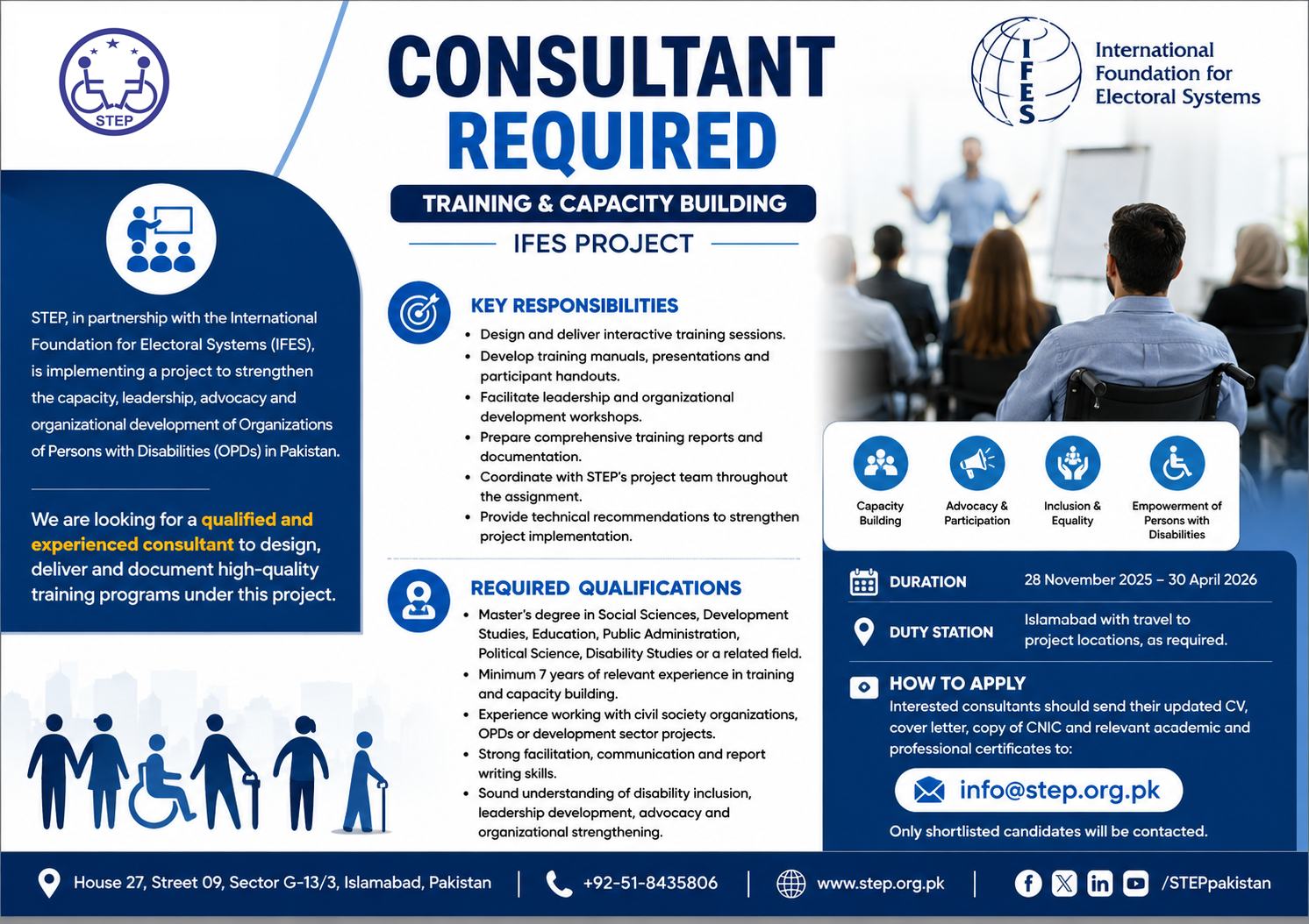 Consultant Required – Training & Capacity Building (IFES Project)